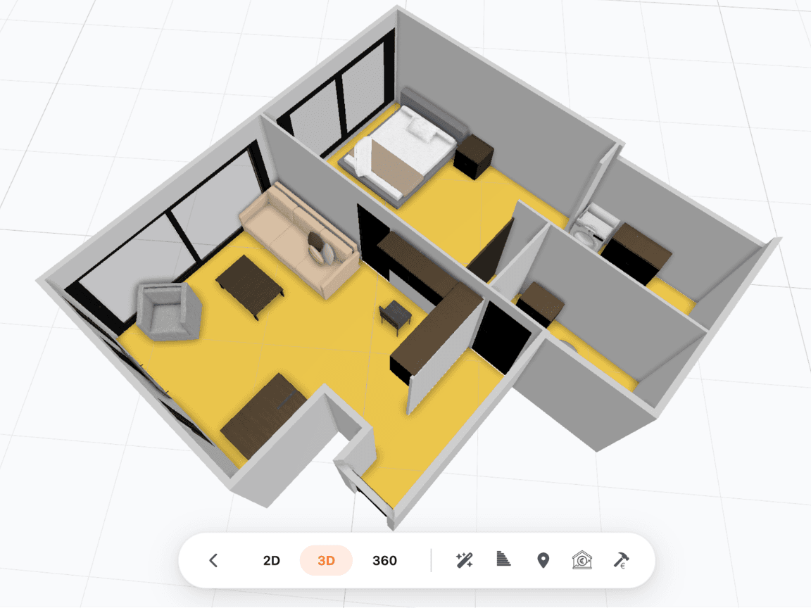 Maquette 3D d'un logement générée avec MakePlan