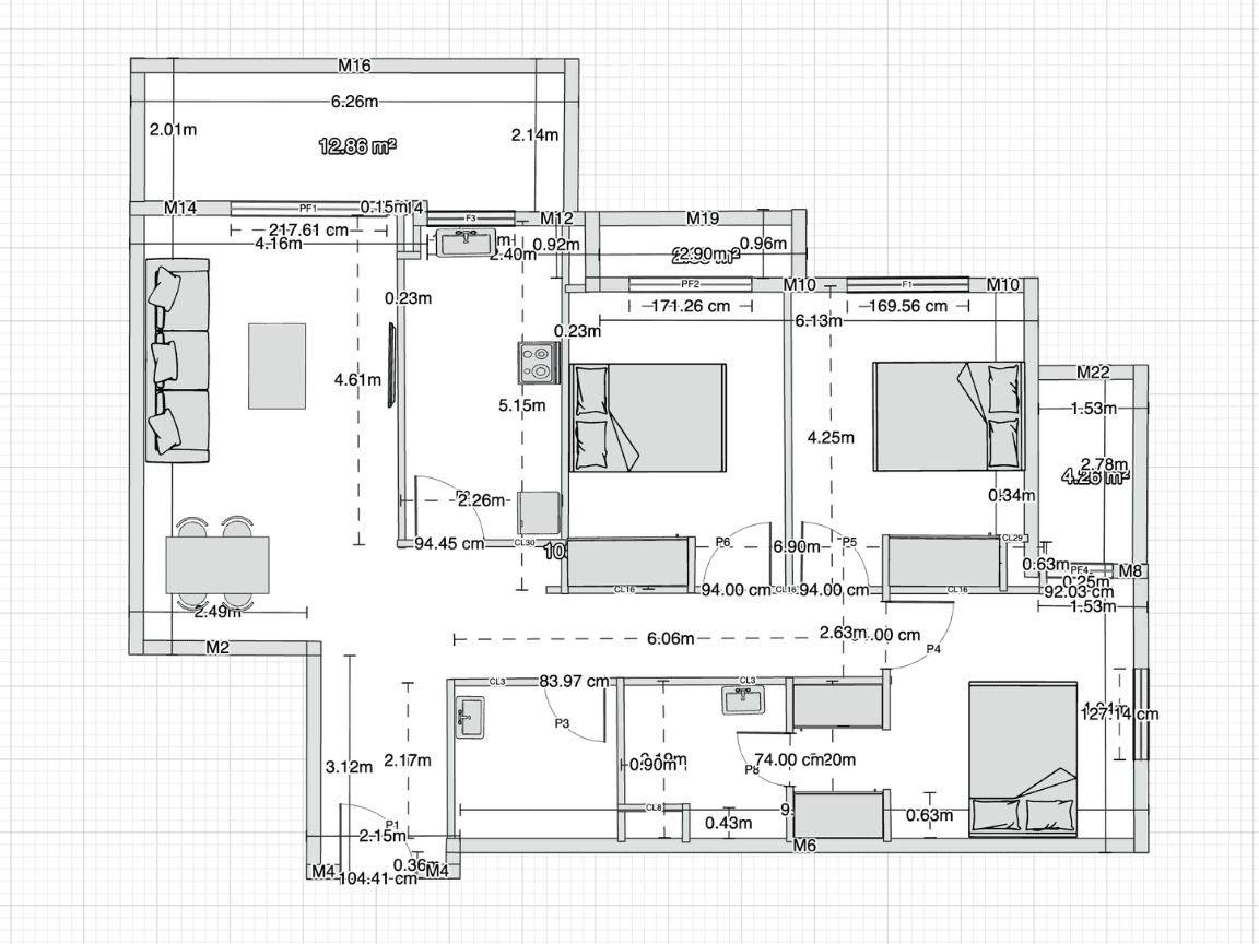 Plan 2D d'un logement généré automatiquement avec MakePlan