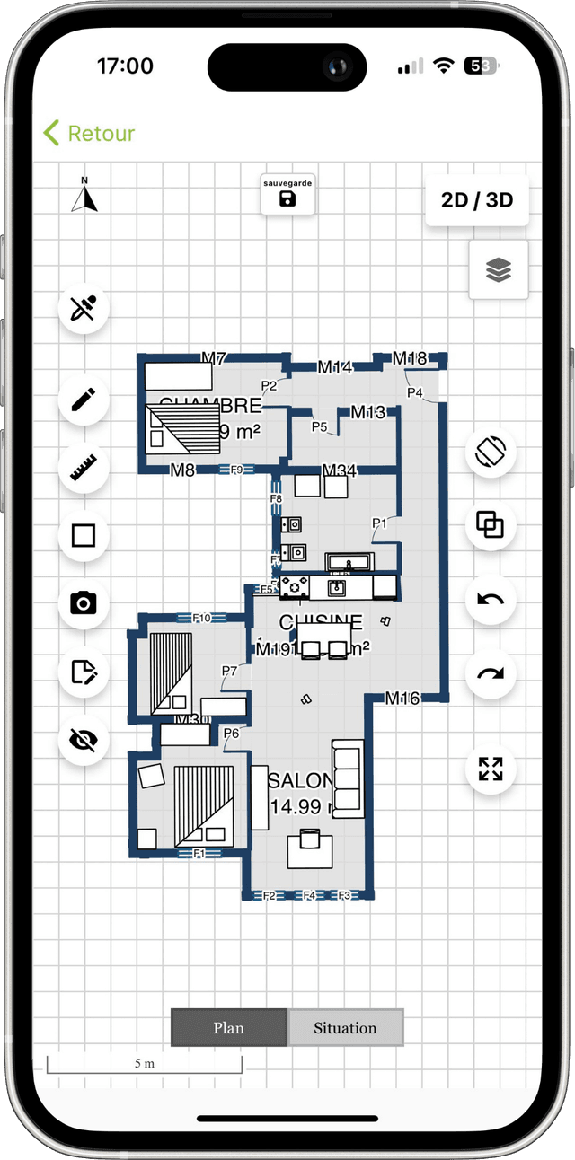 Plan de maison affiché dans MakePlan