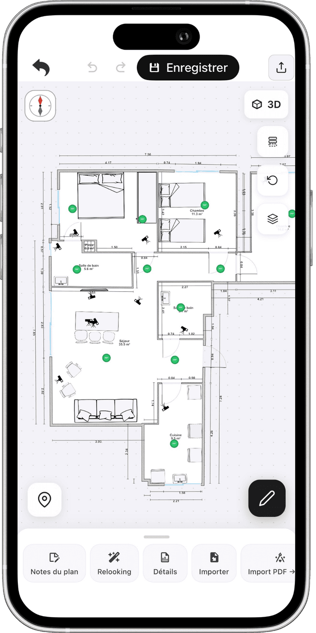 Plan de maison affiché dans MakePlan