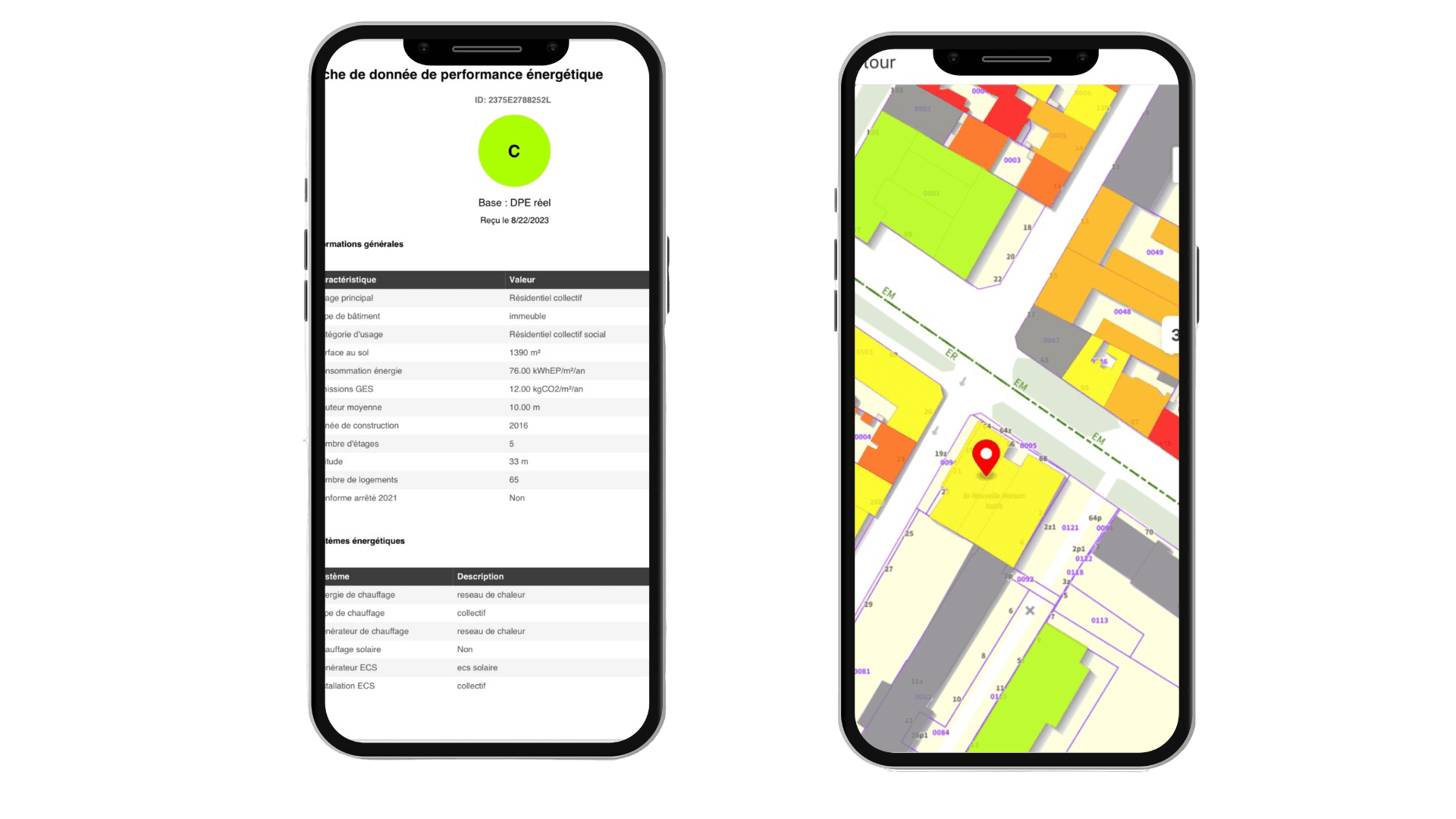 Does the app provide energy performance information?