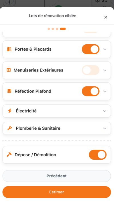 Work package selection, each one toggled individually