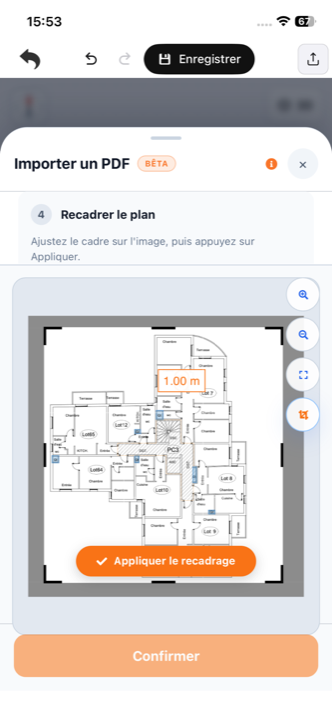 Le cadre de recadrage ajusté autour de la seule zone du plan