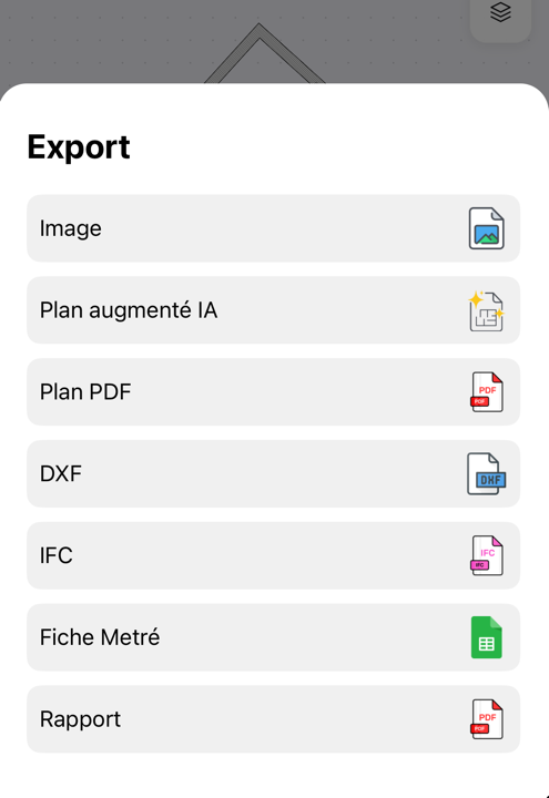 The Export menu and its formats